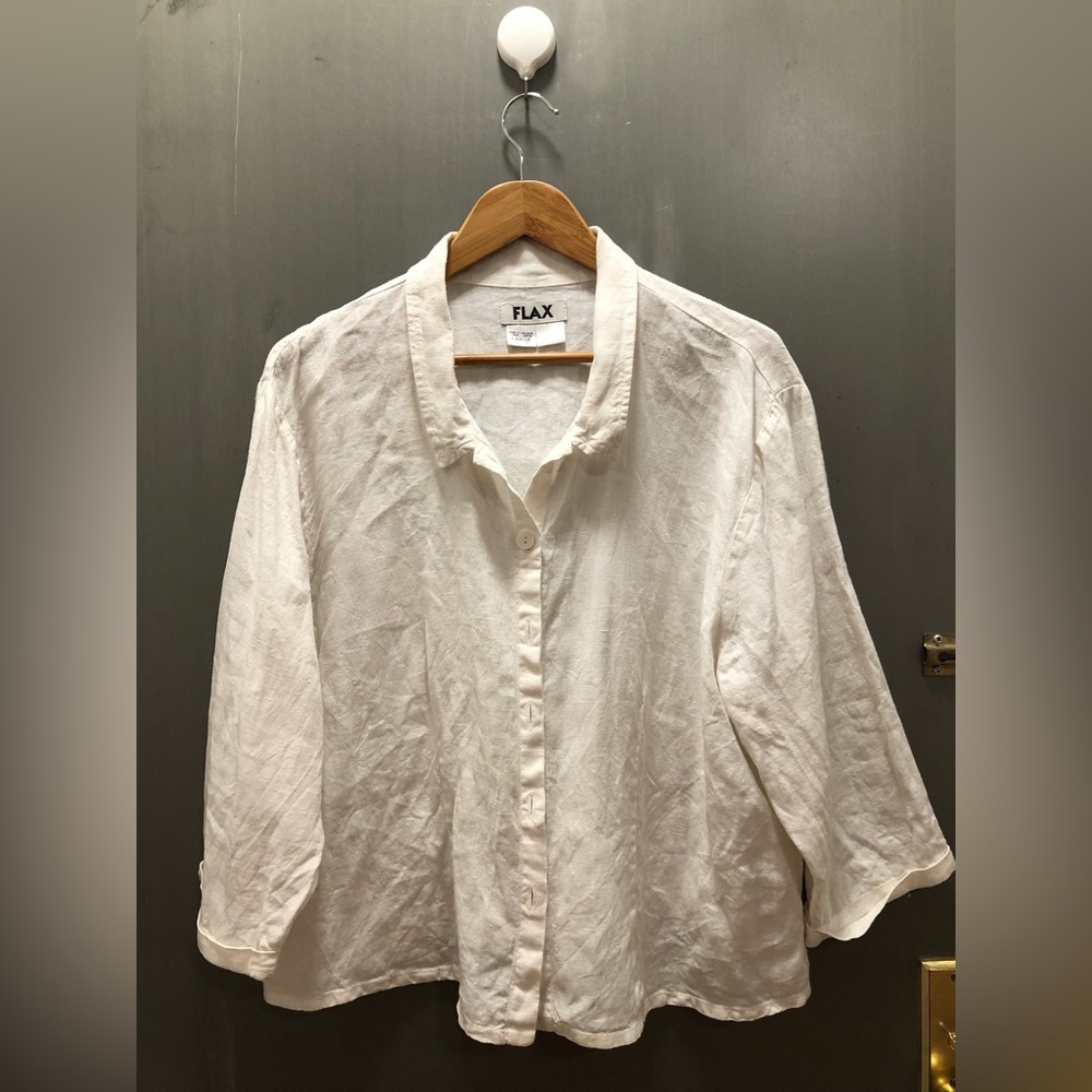 Large FLAX Linen White Top